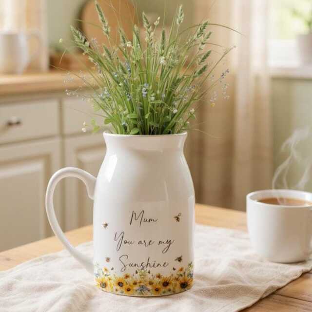 You Are My Sunshine - Vase For Mum/ Mummy Sunflower & Bee Design Mother's Day Gift Spruces Clippings in Box - image 1