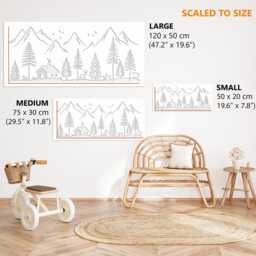 Wall Stencil For Painting Diy Nursery Kids Room Decor - Mountain Forest Scene With Woodland Animals Border By Dizzy Duck - thumbnail 3