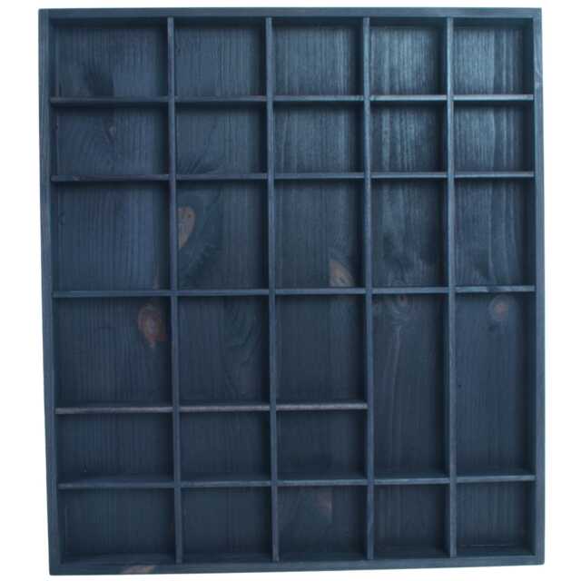 Wooden 28 Compartment Dark Grey Wall Display Shelf For Trinkets Crystals Thimbles Figurines Collectables - Shadow Box 45 X 40 3.5 cm - image 1