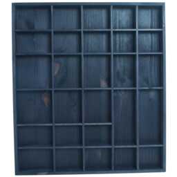 Wooden 28 Compartment Dark Grey Wall Display Shelf For Trinkets Crystals Thimbles Figurines Collectables - Shadow Box 45 X 40 3.5 cm - thumbnail 1
