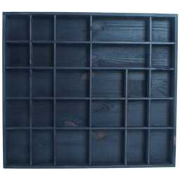 Wooden 28 Compartment Dark Grey Wall Display Shelf For Trinkets Crystals Thimbles Figurines Collectables - Shadow Box 45 X 40 3.5 cm - thumbnail 2