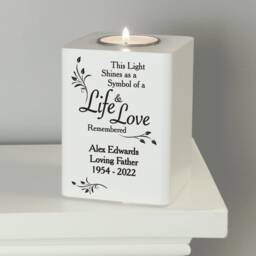 Personalised Life & Love Memorial Candle Holder, Tealight, Wooden Gift, Remembrance, Funeral Tribute, Keepsake Decor - thumbnail 3