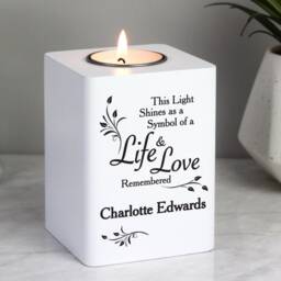 Personalised Life & Love Memorial Candle Holder, Tealight, Wooden Gift, Remembrance, Funeral Tribute, Keepsake Decor - thumbnail 2