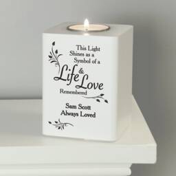 Personalised Life & Love Memorial Candle Holder, Tealight, Wooden Gift, Remembrance, Funeral Tribute, Keepsake Decor - thumbnail 4
