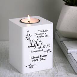 Personalised Life & Love Memorial Candle Holder, Tealight, Wooden Gift, Remembrance, Funeral Tribute, Keepsake Decor - thumbnail 1