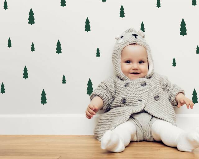 Woodland Trees - Vinyl Wall Decals Irregular Hand Drawn Stickers Wilderness Forest Wild Pine Baby Boy Nursery Kids Room D??cor - image 1