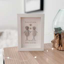 Couples Mini Desk Keepsake Pebble Art Picture Frame Gift Wife Husband Boyfriend Girlfriend Fianc?? Stone Birthday Newly Married Vow Renewal