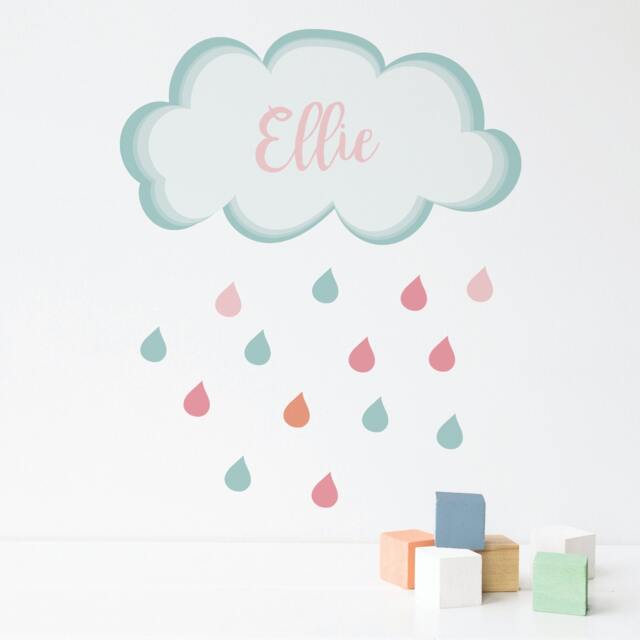 Wall Sticker Personalised Rain Cloud - Decals Tattoo Art Child's Room Home Decor