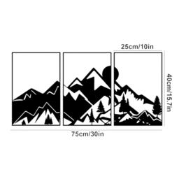 Set Of 3 Mountain Wall Decor Metal Hanging, Abstract Framed Art, Minimalist Interior Accent, Sculpture For Home, Housewarming Gift - thumbnail 2