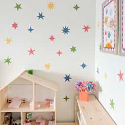 Fabric Nursery Wall Stickers - Colourful Stars Removable Star Decals For Kids' Or Baby's Bedroom Playroom - thumbnail 3