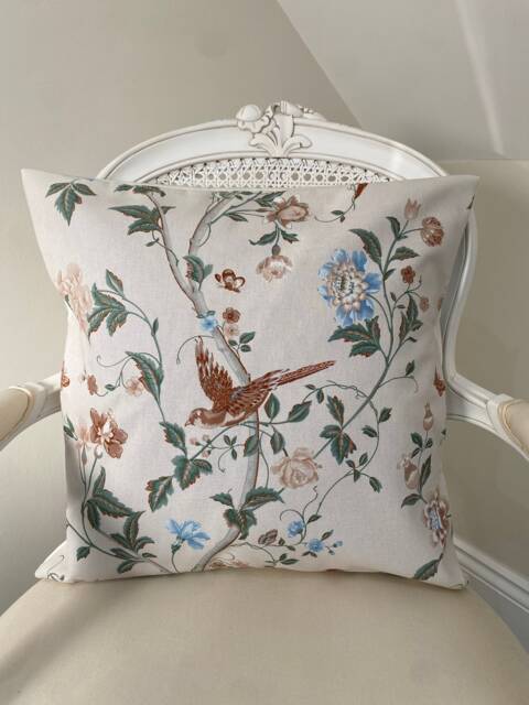 Handmade Cushion Cover in Laura Ashley Summer Palace The Sage & Apricot Colour Way, Various Sizes Available - image 1