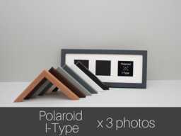 Polaroid I-Type - Wooden Multi Aperture Frame. Holds Three 76mmx76mm Sized Photos. 15x40cm. Small Photos Taken With I-Type Camera