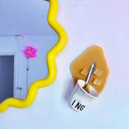 Spilled Coffee Cup, Fake Food Resin Art, Bar Decor, Funky Wall Sculpture, Dopamine Iced Quirky Kitchen Decor - thumbnail 4