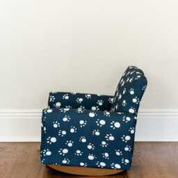 Personalized Child's Upholstered Rocking Chair/Chair -Navy Paws - thumbnail 2