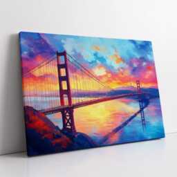 San Francisco Bay Golden Gate Bridge Abstract America Modern Painting Wall Art Framed Canvas Poster Print Home/Office Room Decor, Gifts - thumbnail 2