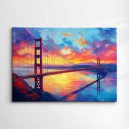 San Francisco Bay Golden Gate Bridge Abstract America Modern Painting Wall Art Framed Canvas Poster Print Home/Office Room Decor, Gifts - thumbnail 3