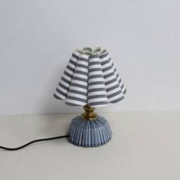 Handmade Gray Striped Fabric Lamp For Home Decor-99# - thumbnail 2