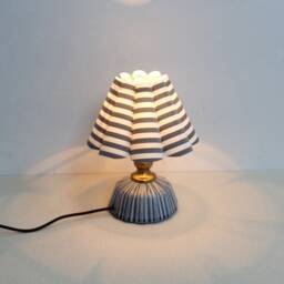 Handmade Gray Striped Fabric Lamp For Home Decor-99# - thumbnail 1