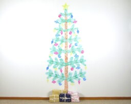 Christmas Tree Wall Decal Extra Large With Retro Decorations