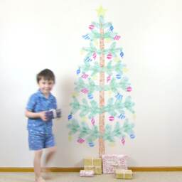 Christmas Tree Wall Decal Extra Large With Retro Decorations - thumbnail 2