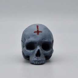Solid Tiny Human Crucifix Half Skull Ornament. Small Replica Plaster Of Paris Skull - thumbnail 2