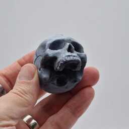 Solid Tiny Human Crucifix Half Skull Ornament. Small Replica Plaster Of Paris Skull - thumbnail 3