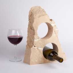 Handmade Travertine Wine Bottle Holder Unique Rack - thumbnail 3