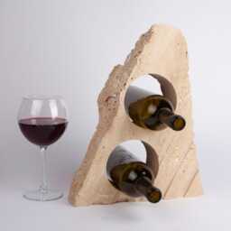 Handmade Travertine Wine Bottle Holder Unique Rack - thumbnail 2
