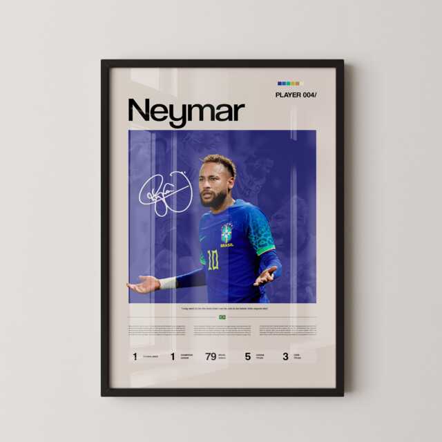 Neymar Brazil Winger Stats Poster, Jr Soccer Wall Art, Football Print, Poster Gift, Sports Decor - image 1