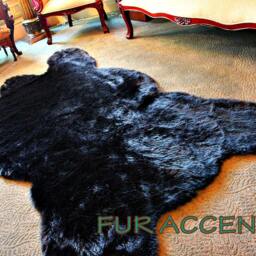 Faux Black Bear Skin Rug, Plush Fur Pelt, 5'x8' Cabin Decor - thumbnail 2