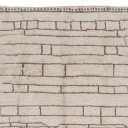 Hand Knotted Beni Ourain Rug Beige Moroccan Wool Rug With Geometric Patterns - thumbnail 3