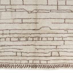 Hand Knotted Beni Ourain Rug Beige Moroccan Wool Rug With Geometric Patterns - thumbnail 2