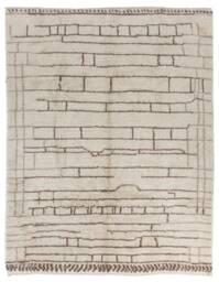 Hand Knotted Beni Ourain Rug Beige Moroccan Wool Rug With Geometric Patterns - thumbnail 1