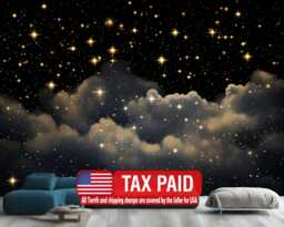 Starry Night Wallpaper Mural, Cloudy Sky, Shining Stars, Peel & Stick