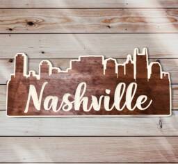 Handmade Nashville Skyline Wooden Wall Art - Tennessee Home Decor - thumbnail 1
