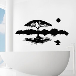 Wall Decals Nature Tree Moon Water Decal Vinyl Sticker Art Home Decor Mural Nursery Bedroom Ms464 - thumbnail 1