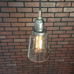 "Industrial Pendant -Raw Steel 4 1/2"" Glass Cone Shade With Patented ""Huila Connectors" - thumbnail 3