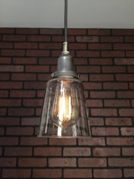 "Industrial Pendant -Raw Steel 4 1/2"" Glass Cone Shade With Patented ""Huila Connectors"