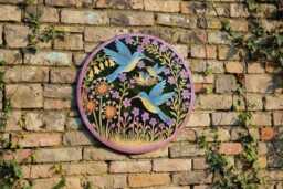 Hummingbird Family Acrylic Mirror Wall Art, Powder-Coated Metal, 60cm - thumbnail 1