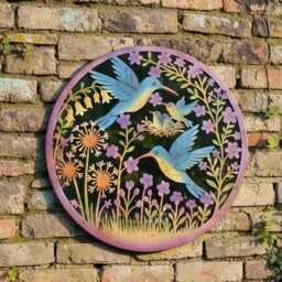 Hummingbird Family Acrylic Mirror Wall Art, Powder-Coated Metal, 60cm - thumbnail 2