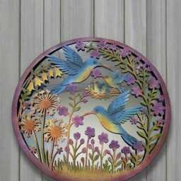 Hummingbird Family Acrylic Mirror Wall Art, Powder-Coated Metal, 60cm - thumbnail 4