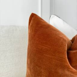 Textured Velvet Terracotta Scatter Cushion Cover Burnt Orange Throw Pillow Rust Decor - All Sizes - thumbnail 2