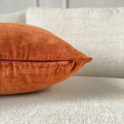 Textured Velvet Terracotta Scatter Cushion Cover Burnt Orange Throw Pillow Rust Decor - All Sizes - thumbnail 3