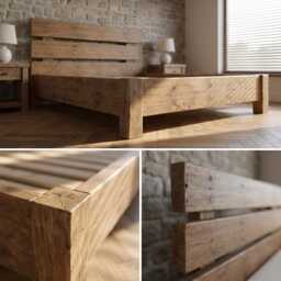 Orvix Bed Frame 30cm High/Chunky Solid Rustic Pine With Headboard - thumbnail 4