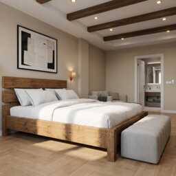 Orvix Bed Frame 30cm High/Chunky Solid Rustic Pine With Headboard - thumbnail 1