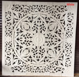Balinese Lotus King Size Headboard 180cm Carved Wood Wall Panel - Mandala Floral Teak Art Bali Hand Square Boho Bedroom