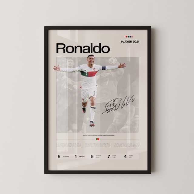 Cristiano Ronaldo Football Legend Poster, Cr7 Portugal Wall Art, Soccer Stats Print, Gift, Sports Decor - image 1