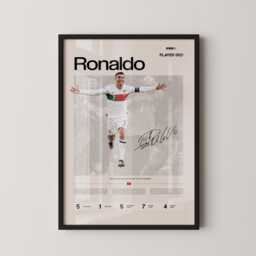 Cristiano Ronaldo Football Legend Poster, Cr7 Portugal Wall Art, Soccer Stats Print, Gift, Sports Decor - thumbnail 1