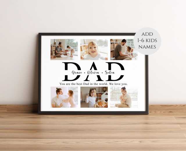 Custom Photo Dad Gift, First Fathers Day Print. Collage For Him, Gift From Kids. Family Wall Art. New Daddy Baby - image 1