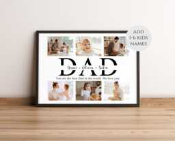 Custom Photo Dad Gift, First Fathers Day Print. Collage For Him, Gift From Kids. Family Wall Art. New Daddy Baby - thumbnail 1